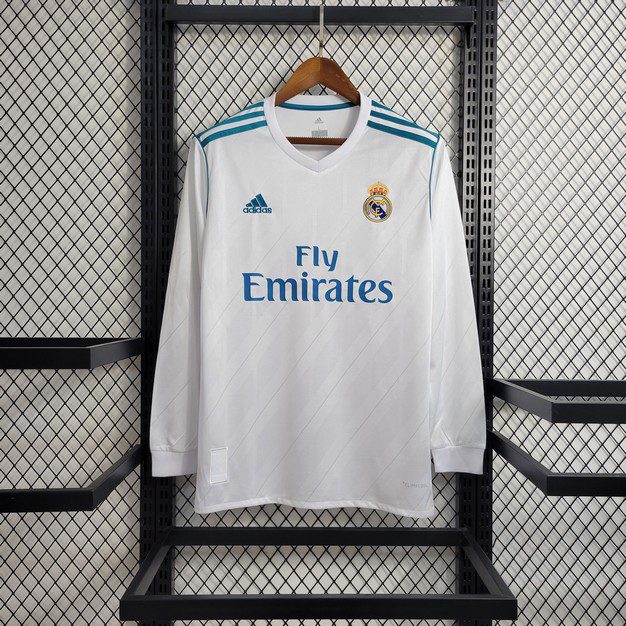 Real-Madrid-201718-Home-Long-Sleeve-Retro-Jersey-55726.jpg Retro Real Madrid 2017/18 Home Long Sleeve Jersey - Image 1